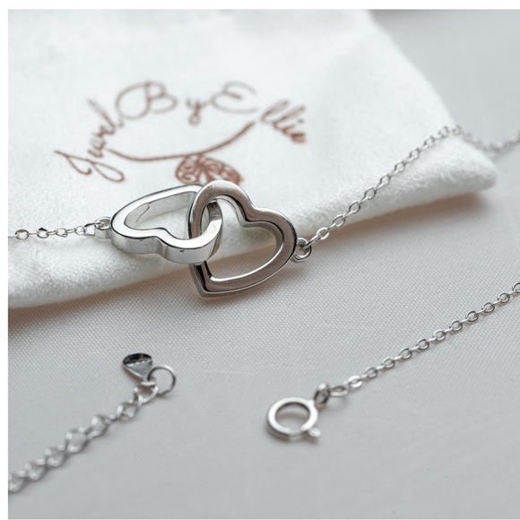 Charter Club Double Heart Interlocking Necklace โ 925 Sterling Silver - Picture 4 of 8